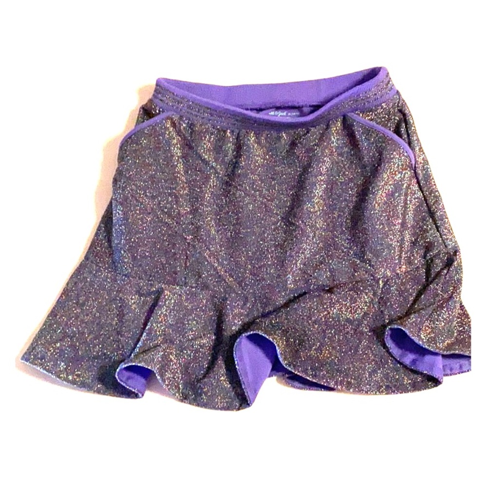 Glittery Stretchy Purple Skirt with Flounce Hem